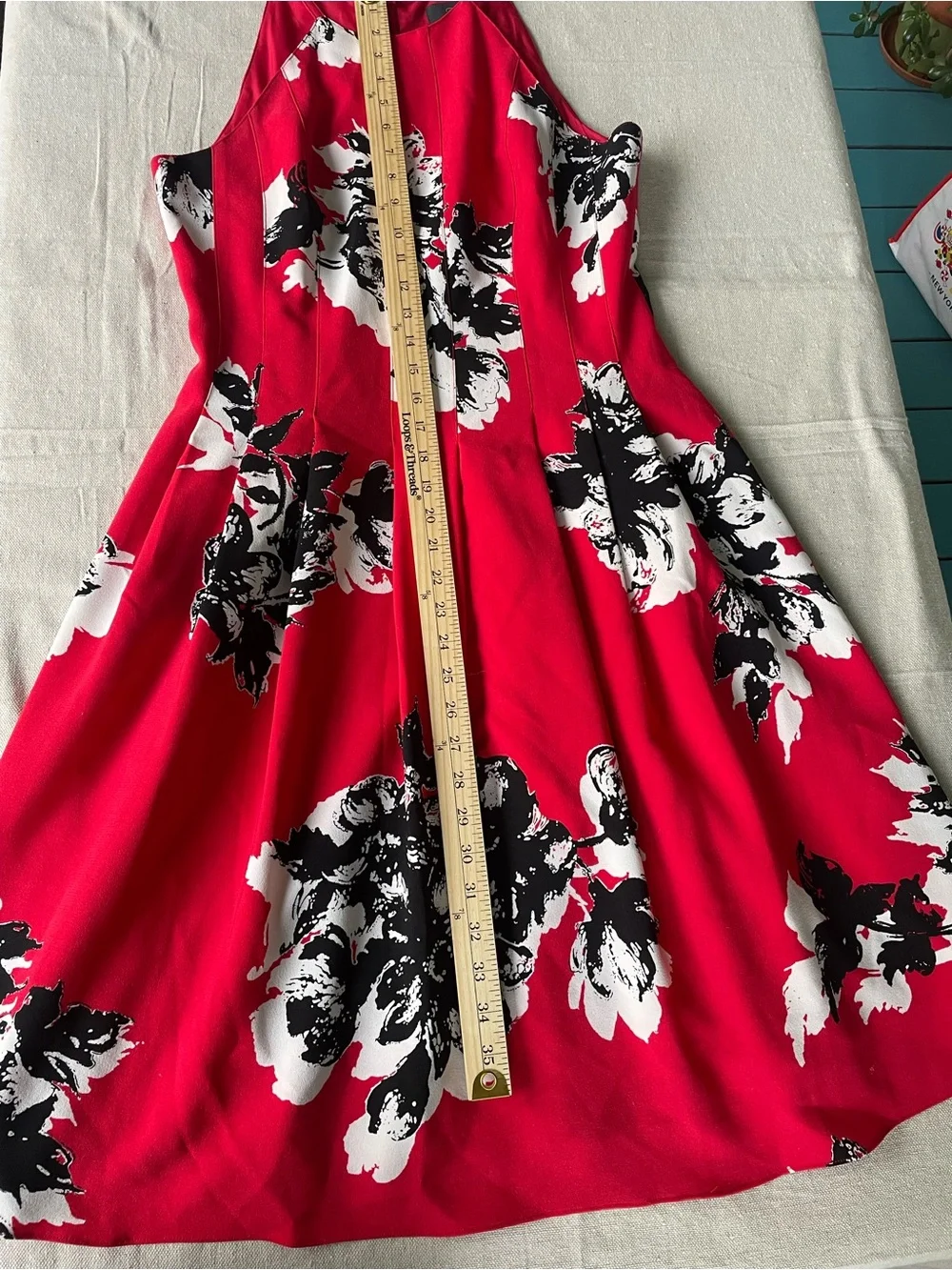 Adrianna Papell Dress Red Floral Fit-and-Flare